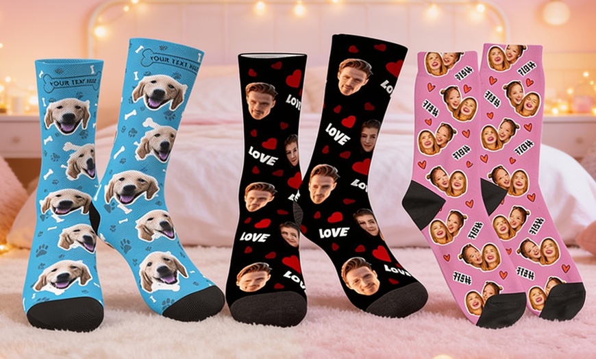 Image 7: Custom Photo Socks from Justyling — Perfect Graduation Gift (Up to 81% Off)