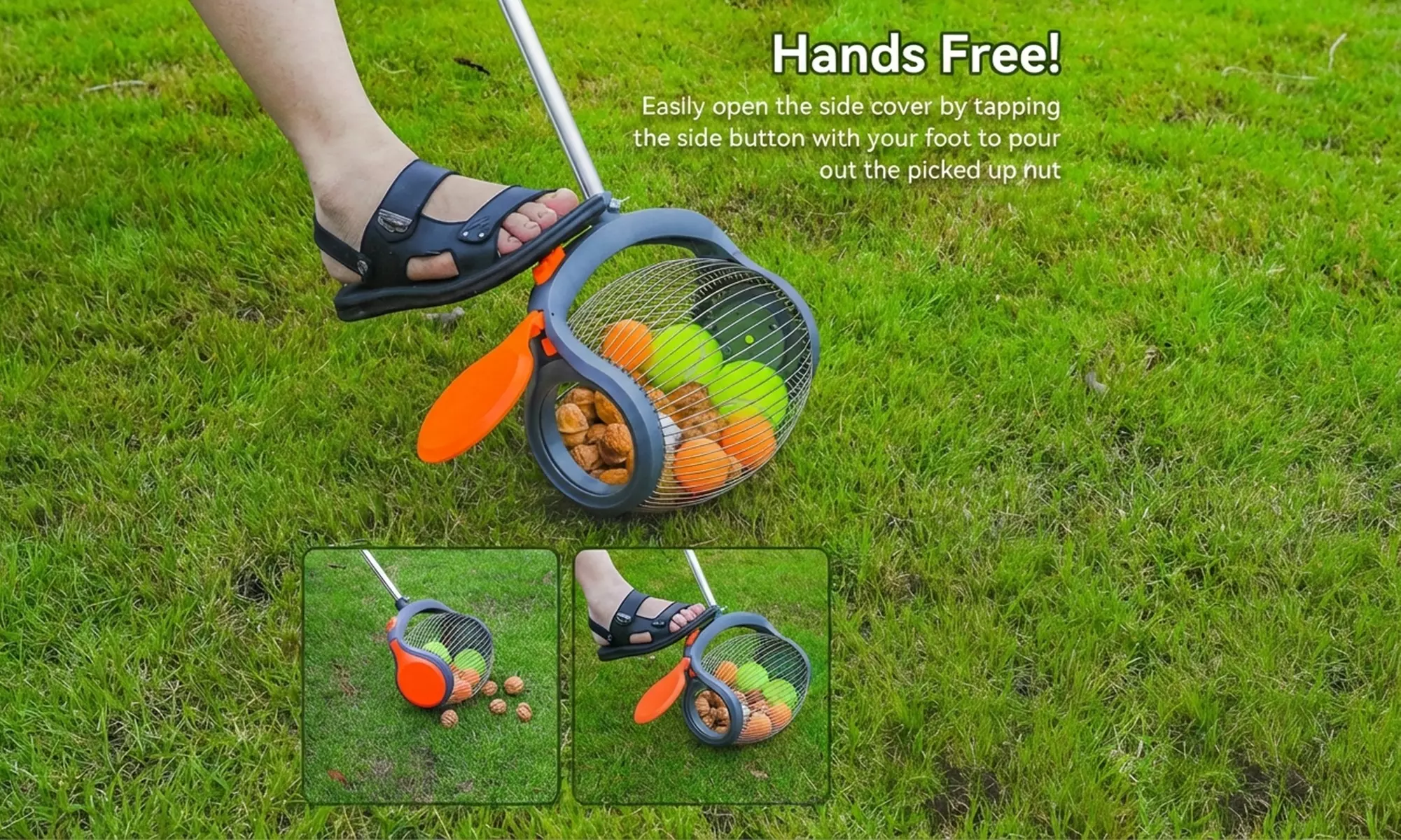 Rouleau ramasse-fruits Boudech avec manche télescopique réglable