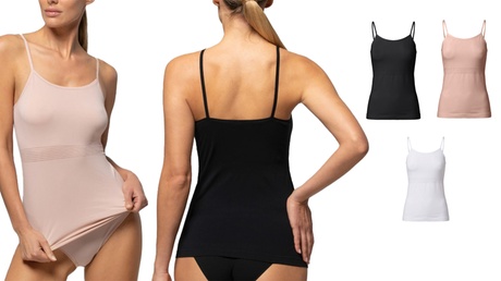 Pompea Canotta Spalla Stretta Donna Seamless 2937 Pompea assortimento (2 bianco + 2 nero) s,m 4pz, White