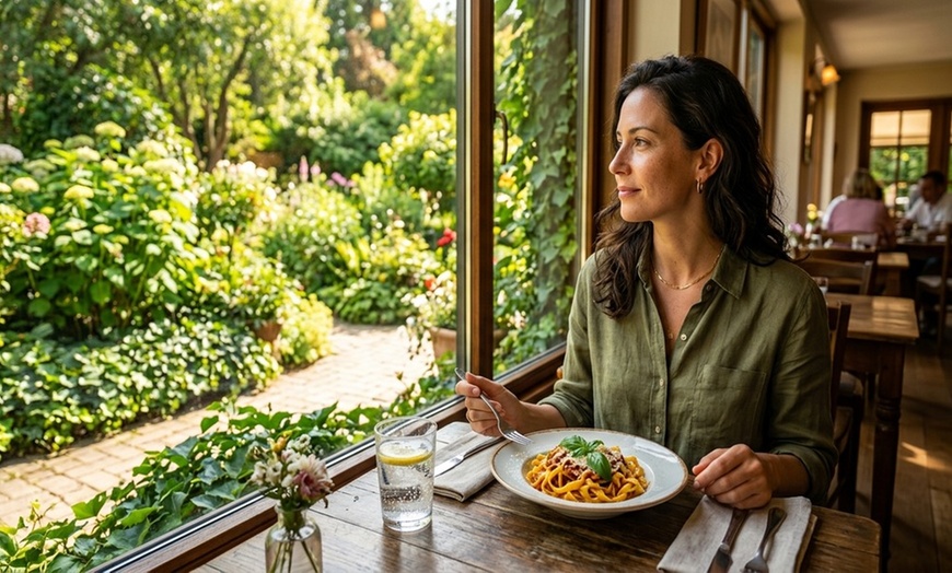 Image 7: Italian cuisine in a cozy villa setting surrounded by greenery
