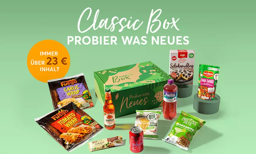 Monatlich brandnooz- "Classic Box" mit zwischen 11-15 Markenprodukten