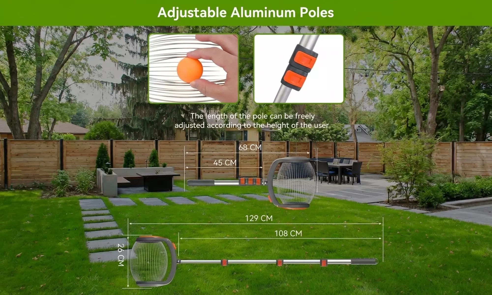 Recolector de frutas y objetos con mango telescópico, de Boudech