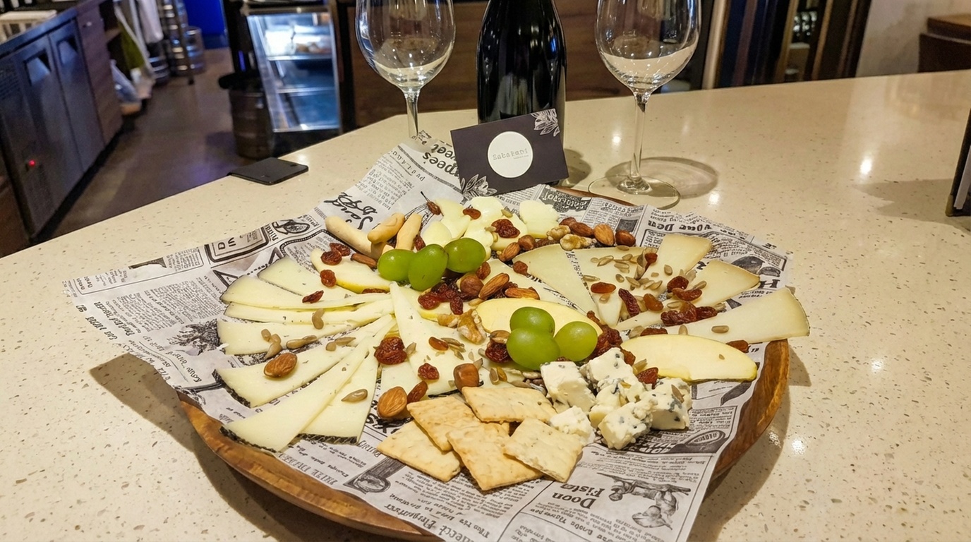 Cata de 5 tipos de vino con maridaje de 4 tapas y postres para 1 o 2