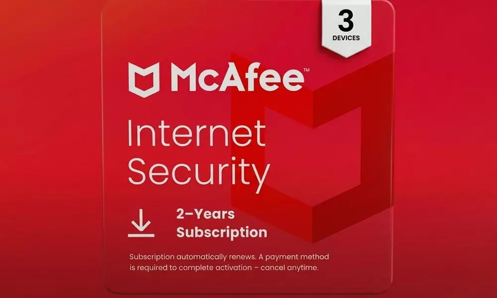 McAfee Internet Security 2026 na 1 lub 3 urządzenia przez 1-2 lata