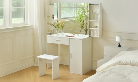 Home Deluxe Home Deluxe Schminktisch IMANI mit Spiegel und LED-Beleuchtung in Weiß, White