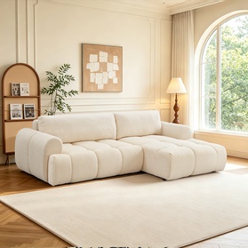 Kocoon MINDEN - Canapé nuage convertible 4 places en tissu bouclette marron, Green