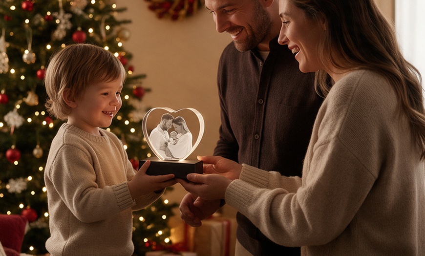 Image 10: Custom 3D Photo Engraved Crystal with Optional LED Light Base 