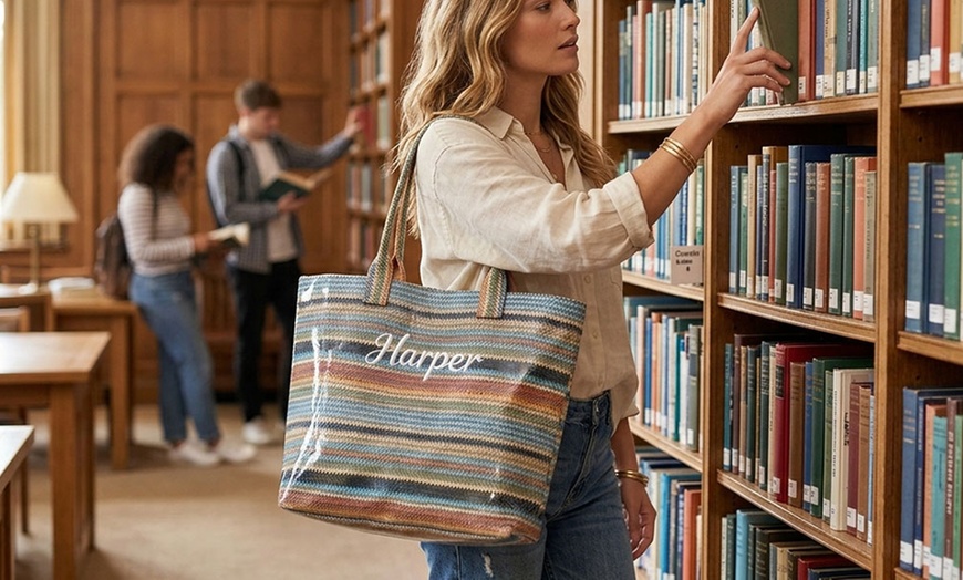 Image 6: Personalized Jelly Tote Bag with Custom Embroidered Strap