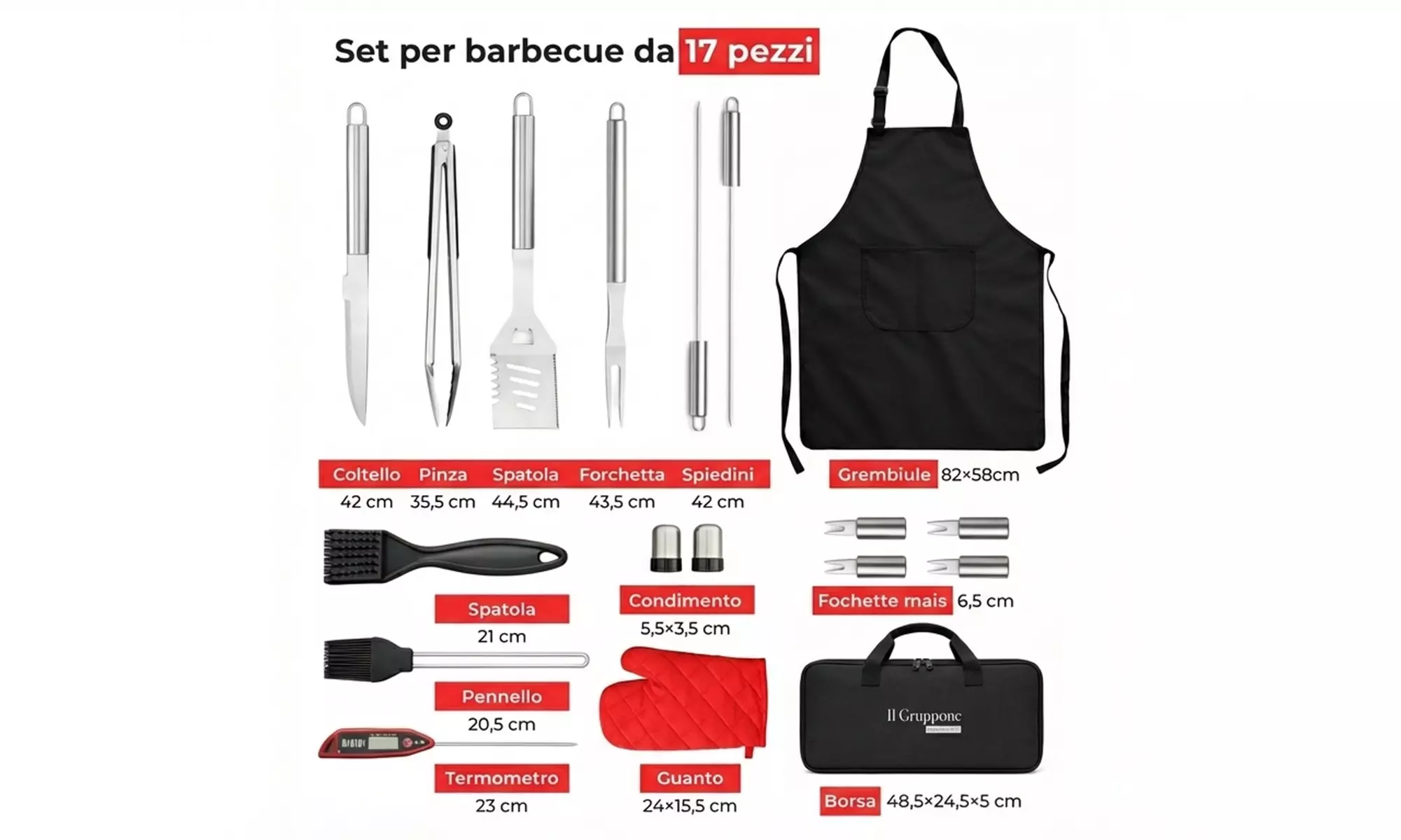 Professionele rvs BBQ-accessoireset