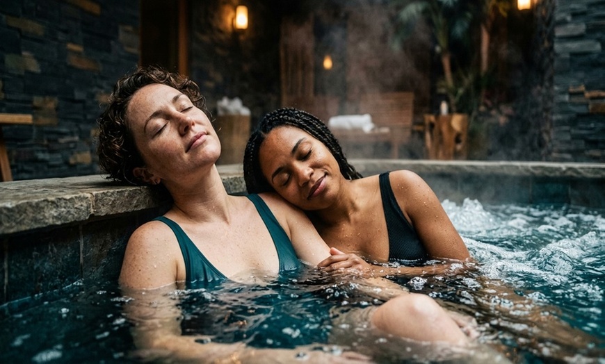 Image 8: Relaxing couples hot tub, facial and massage session