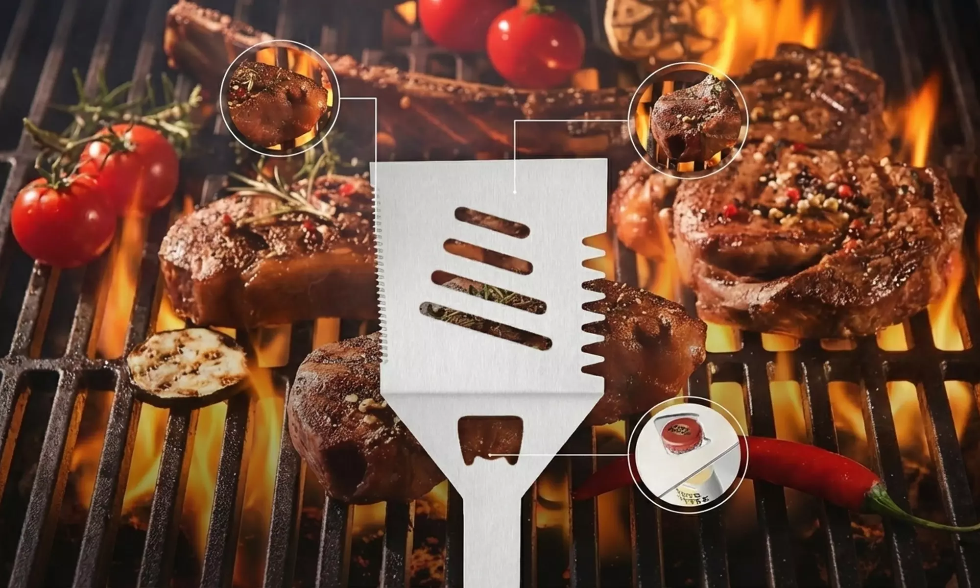 Professionele rvs BBQ-accessoireset