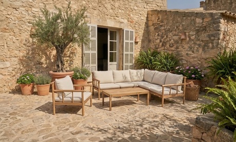 Kocoon Salon de jardin 6 places Kocoon en bois d acacia collection Nakhon, Beige