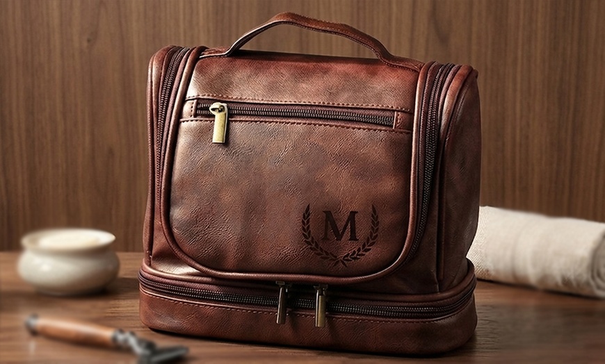 Image 5: Travel in Style With Personalized Vegan-Friendly Leather Toiletry Bag (Up to 85% Off)