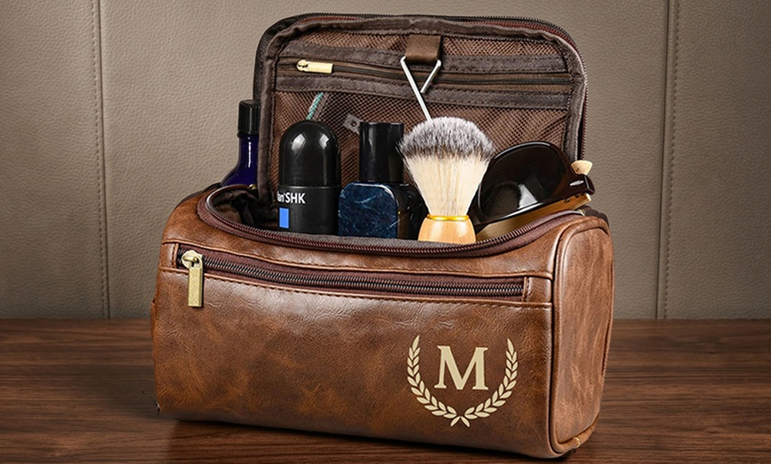 Image 3: Travel in Style With Personalized Vegan-Friendly Leather Toiletry Bag (Up to 85% Off)