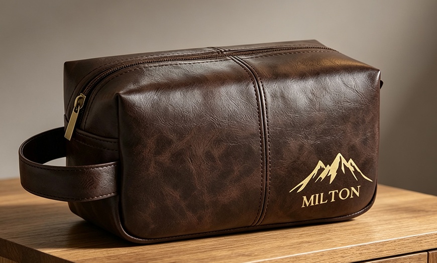 Image 8: Travel in Style With Personalized Vegan-Friendly Leather Toiletry Bag (Up to 85% Off)