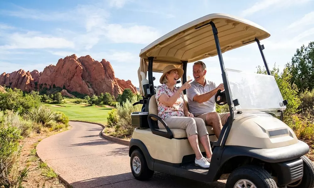 Swing, Save, and Savor the View with 9 or 18 Holes of Golf with a Cart
