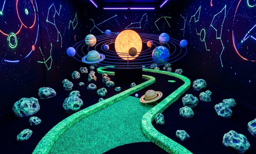 Image 5: Blacklight Space-Themed Mini Golf Adventure