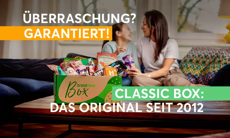 Monatlich brandnooz- "Classic Box" mit zwischen 11-15 Markenprodukten