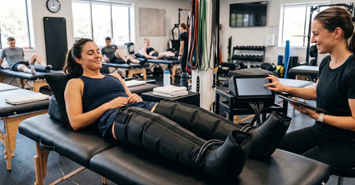 Sesión de presoterapia deportiva para piernas en Barcelona
