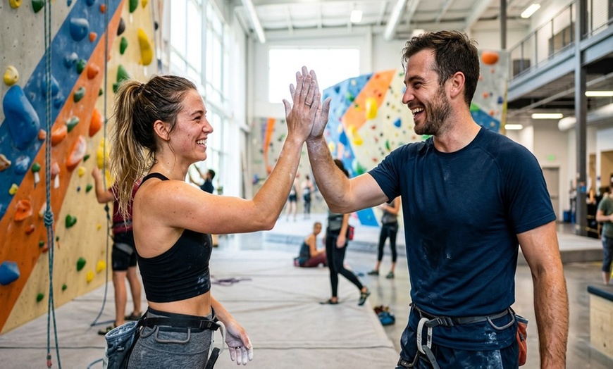 Image 3: Indoor climbing day passes with gear for one, two, or four people