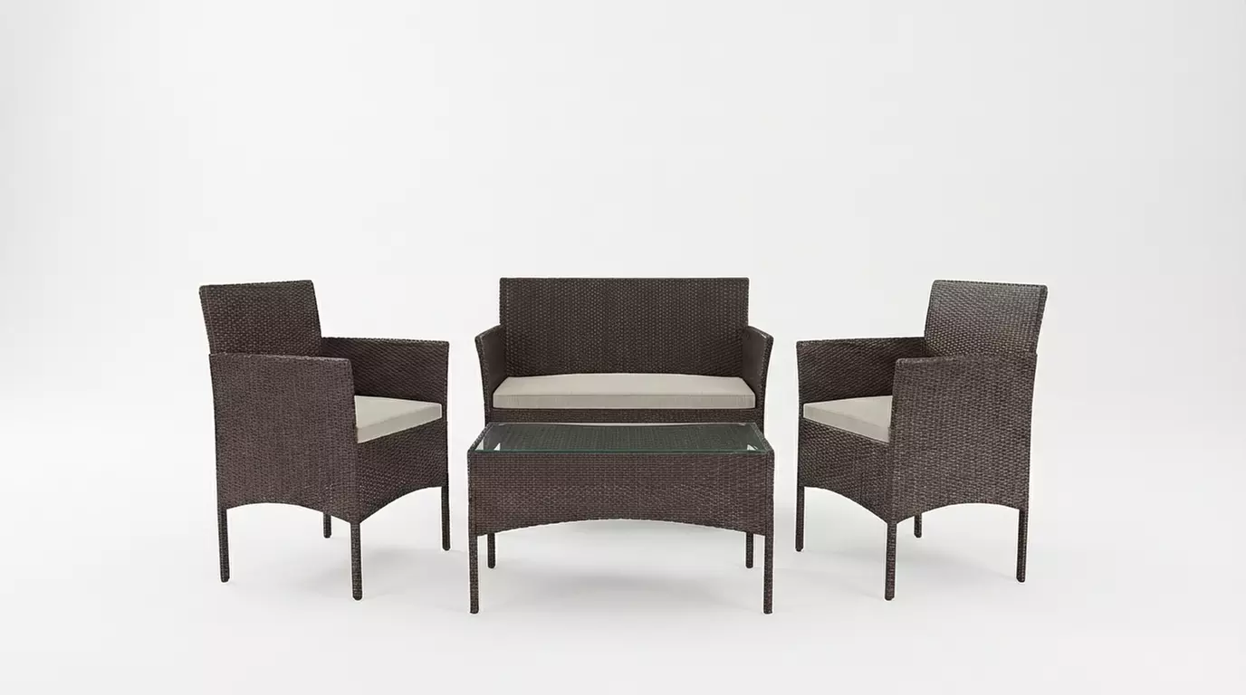 Salottino da giardino 4 posti con tavolino e cuscini