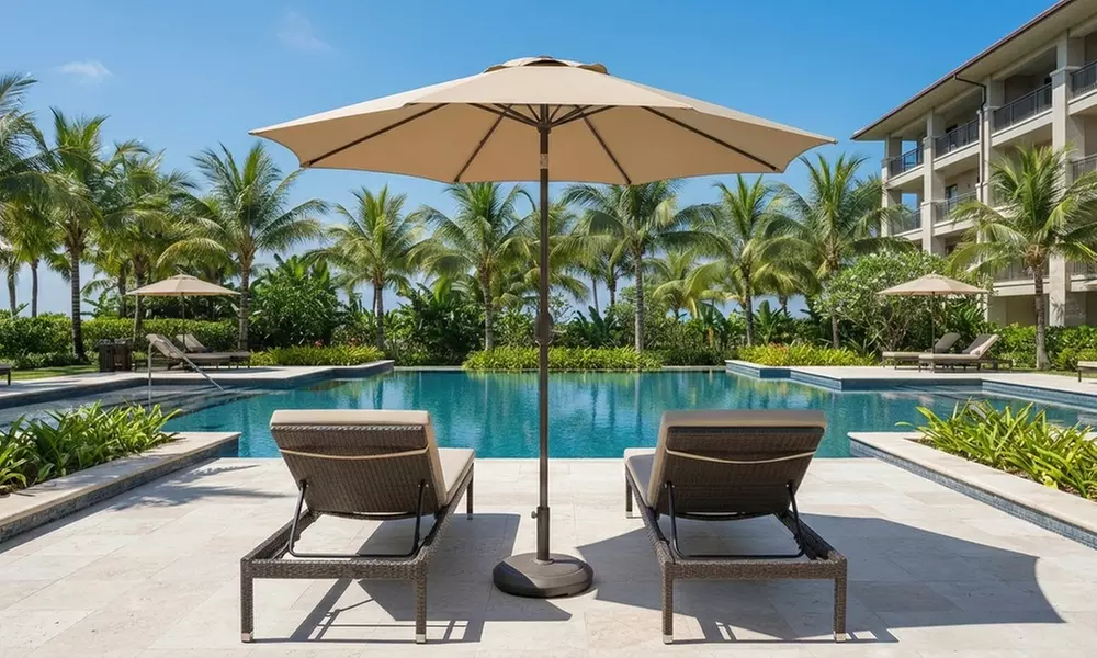 Ombrellone da esterno con manovella e inclinazione regolabile