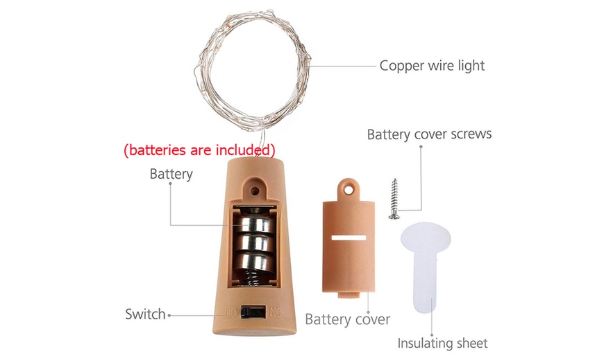 Image 11: 6 Pack 20 LED Wine Bottle Cork Lamp Fairy String  Lights for DIY Wedding Party