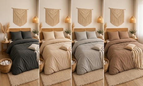 groupon Parure de lit Sensation Flanelle ,260 x 240 cm , Beige, Gray