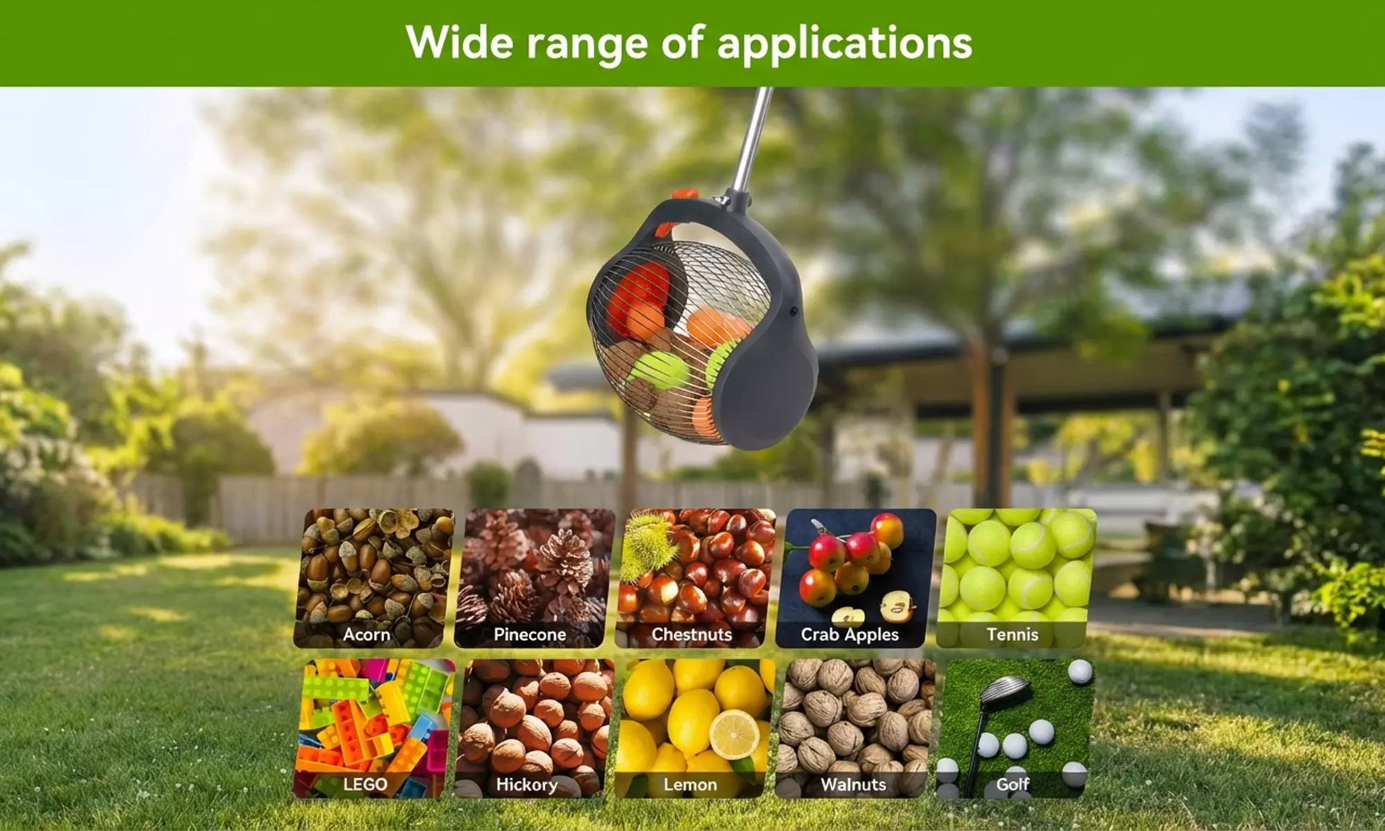 Rouleau ramasse-fruits Boudech avec manche télescopique réglable