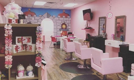 Playdate Package for Two Girls Ages 6-10 Years Old, Includes Three Services Each: Mani, Pedi, Hairstyling, or Makeup - Time to Sparkle Kids Parties