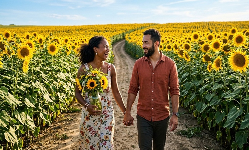 Image 2: U-Pick Sunflower Admission for One, a Mason Jar and Sunflowers