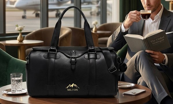 Customizable duffel bag with embroidered initial