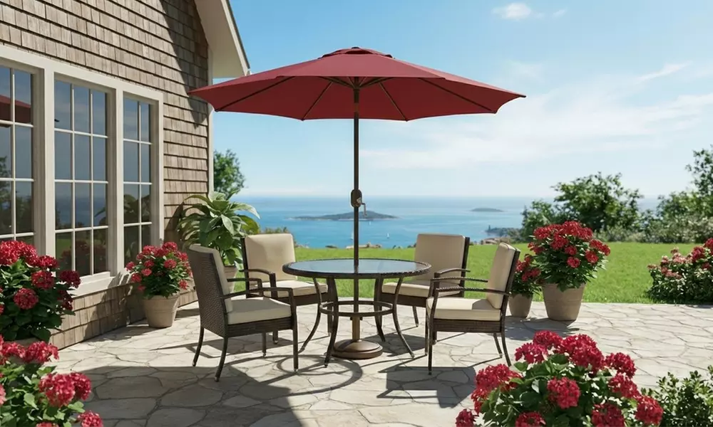 Ombrellone da esterno con manovella e inclinazione regolabile