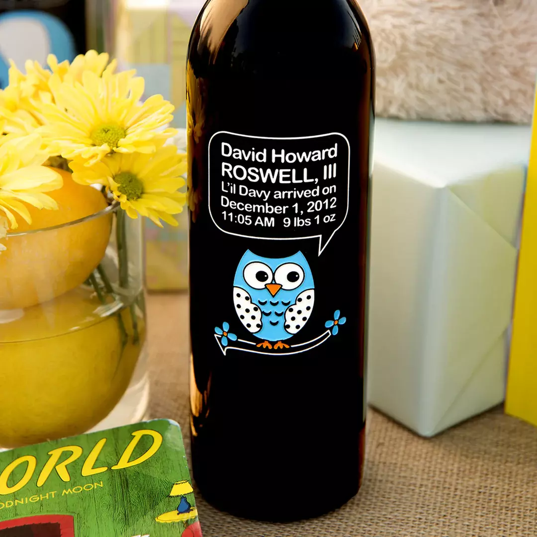 Perfect New Born Parents' Gift - Custom Made, Hand-Etched Wine Bottles