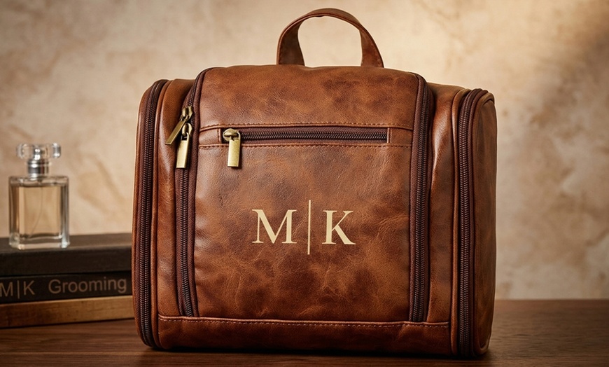 Image 4: Travel in Style With Personalized Vegan-Friendly Leather Toiletry Bag (Up to 85% Off)