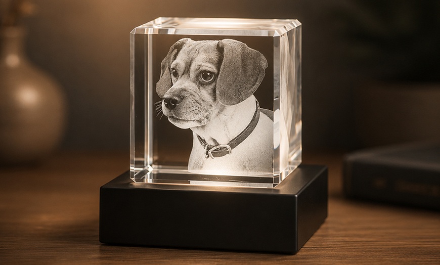 Image 10: Custom 3D Photo Engraved Crystal with Optional LED Light Base 