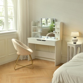 Home Deluxe Home Deluxe KYLIE Schminktisch mit Spiegel und LED-Beleuchtung Weiß, White