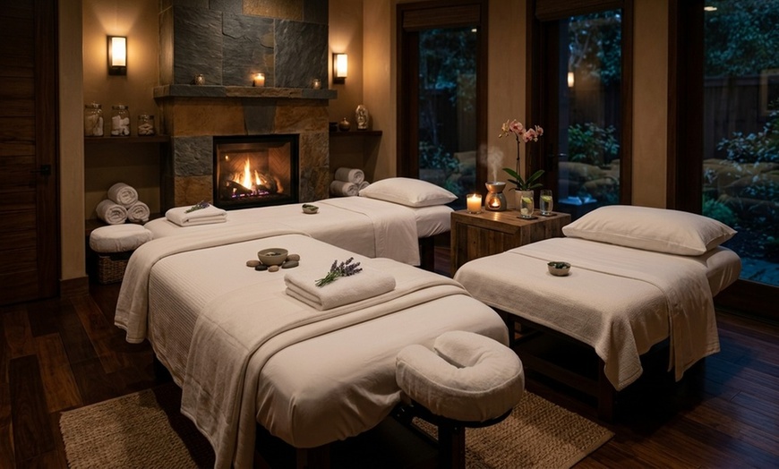 Image 4: 60-Minute Fireside Couples Massage with Aromatherapy: Unwind Together