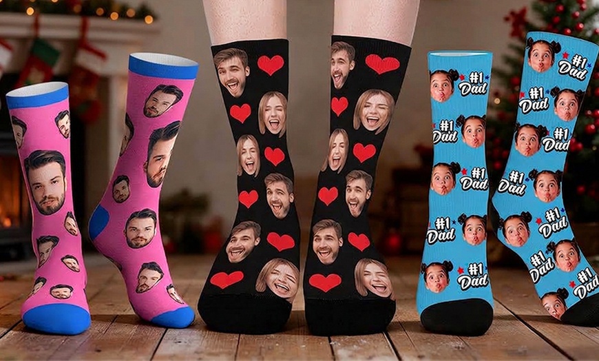 Image 4: Custom Photo Socks from Justyling — Perfect Graduation Gift (Up to 85% Off)