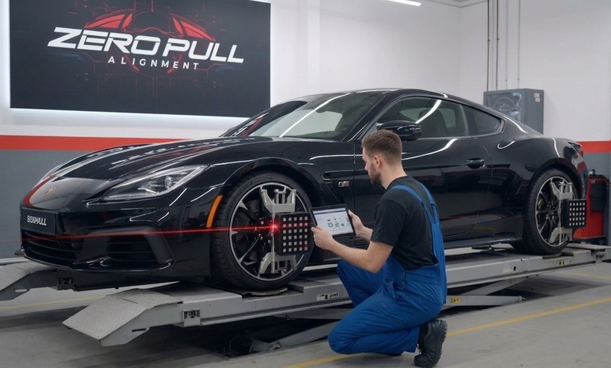 Image 2: Professional 4 Wheel Alignment Service for Tesla Vehicles