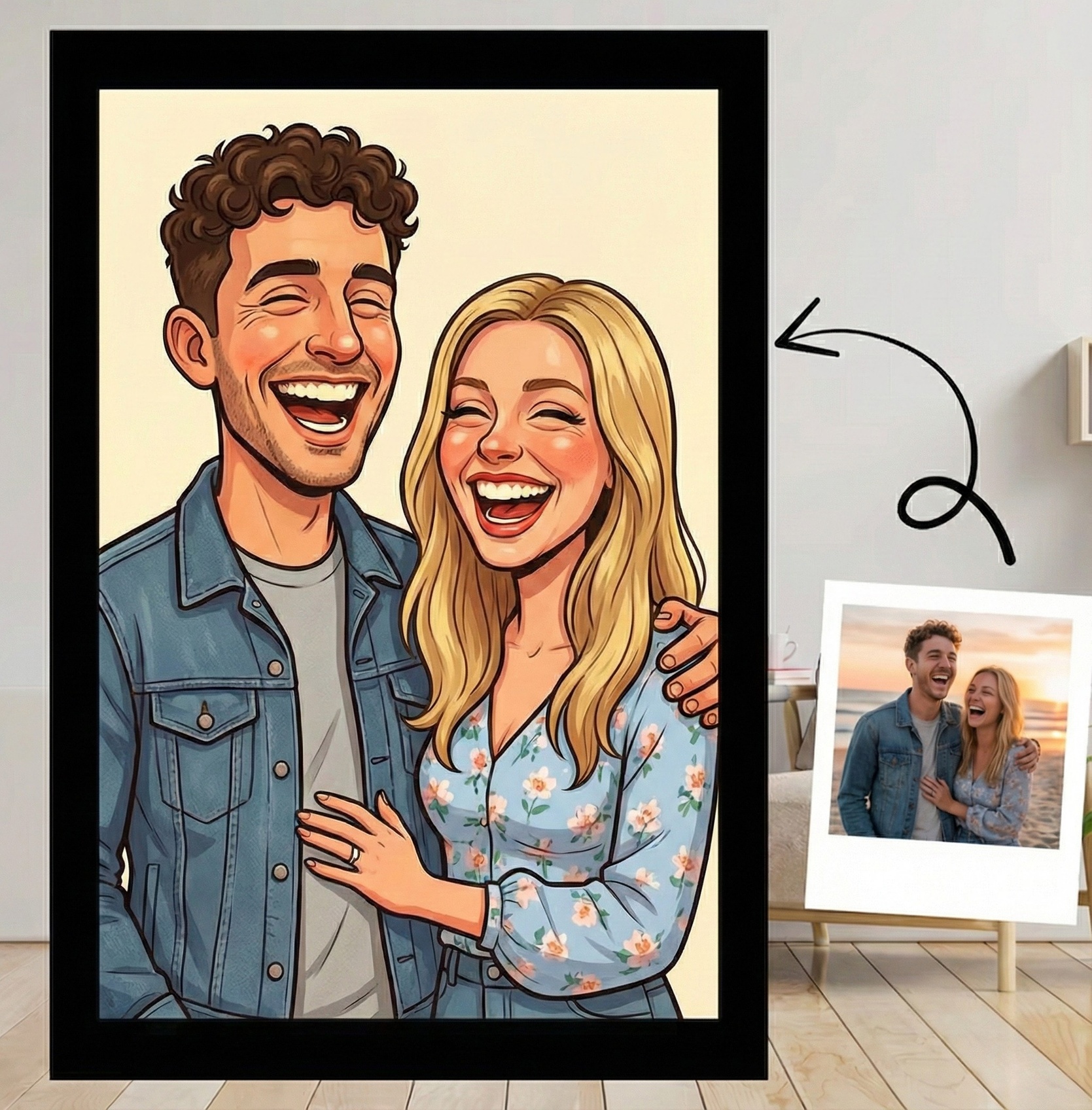 Custom Hand-Drawn Funny Couple Caricatures (Up to 90% Off)
