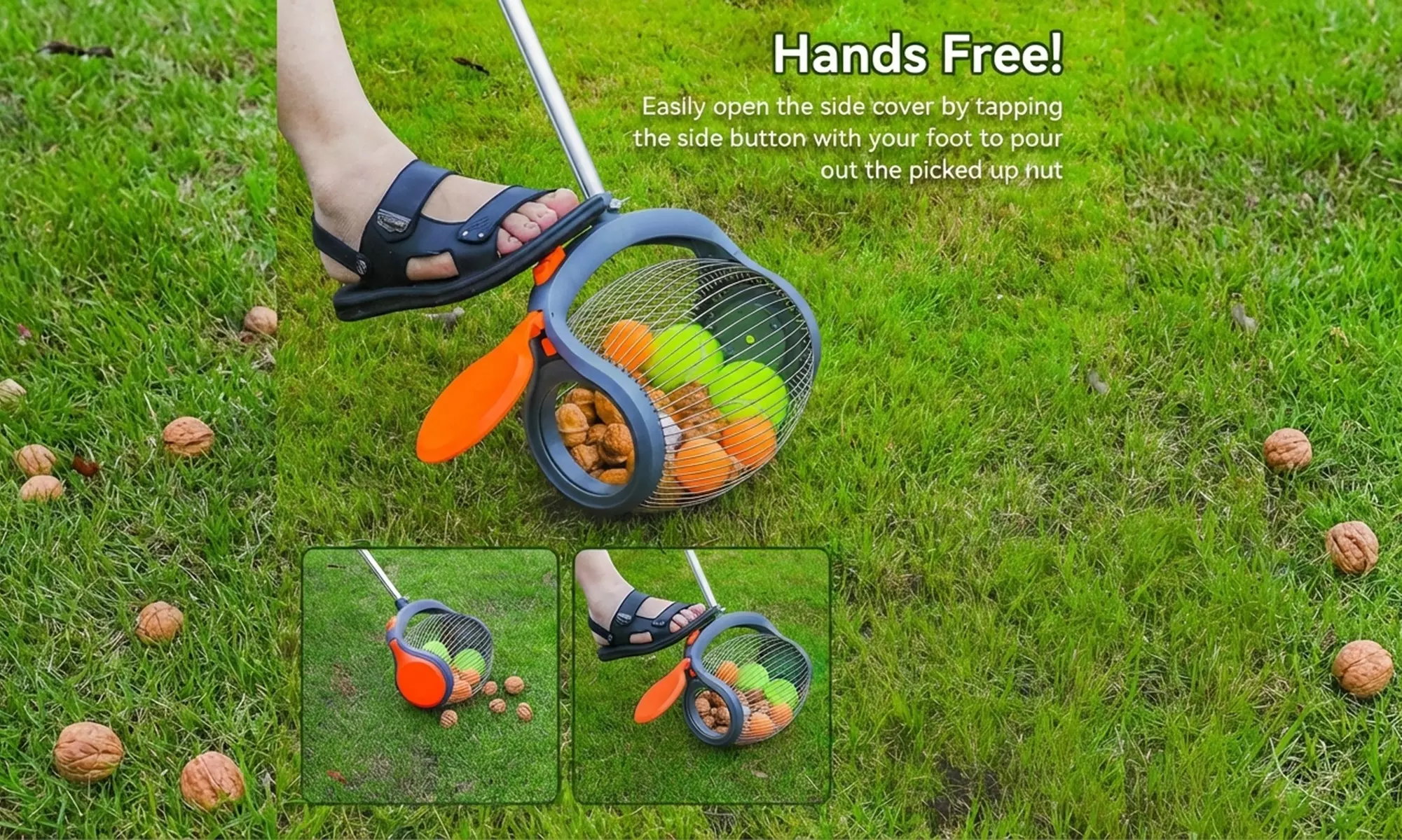 Recolector de frutas y objetos con mango telescópico, de Boudech