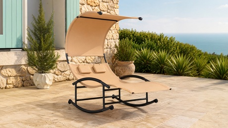 groupon Lettino Prendisole 2 Posti A Dondolo Con Parasole E Cuscini Da Giardino, Black