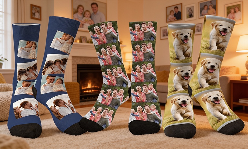 Image 5: Custom Photo Socks from Justyling — Perfect Graduation Gift (Up to 81% Off)