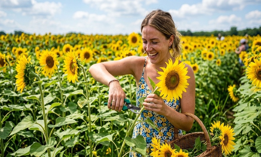 Image 4: U-Pick Sunflower Admission for One, a Mason Jar and Sunflowers
