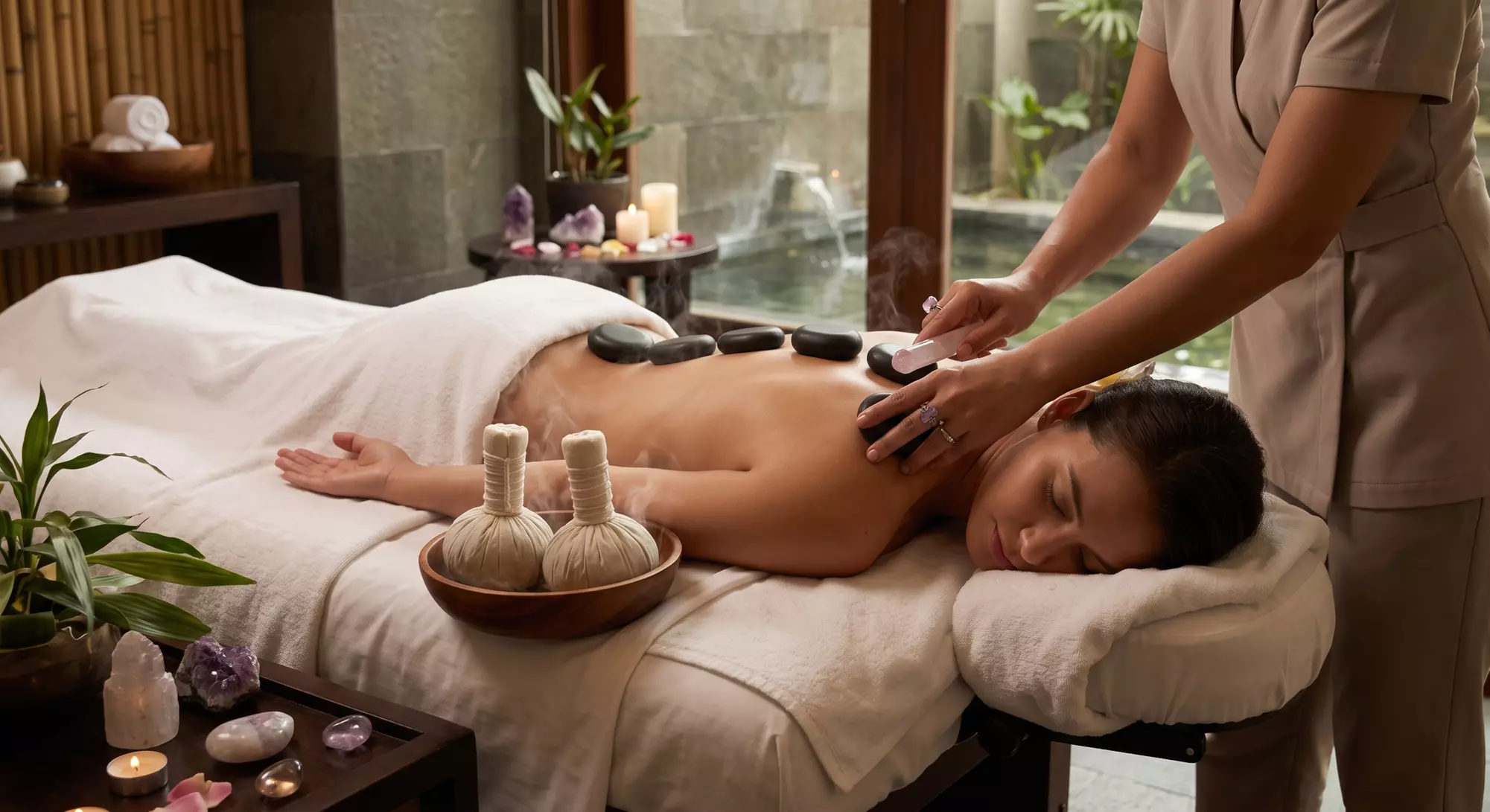 Massage aux pierres chaudes ou Pochons d'une heure