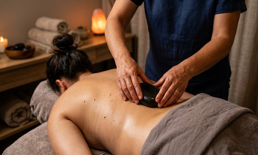 Image 6: 90-Min Hot Stone Body Massage with Scalp Therapy or Lymphatic Drainage