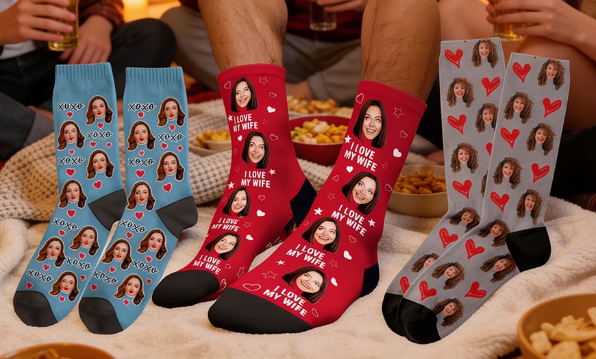 Image 9: Custom Photo Socks from Justyling — Perfect Graduation Gift (Up to 81% Off)