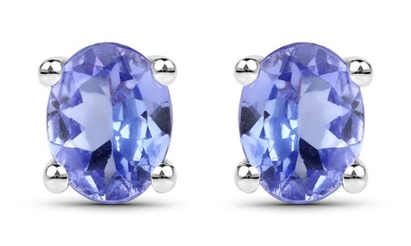 Sterling Silver Genuine Natural Tanzanite Oval Cut Studs Tanzanite Sterling Silver