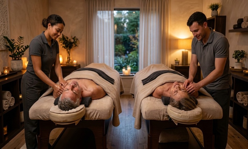 Image 4: Relaxing couples hot tub, facial and massage session